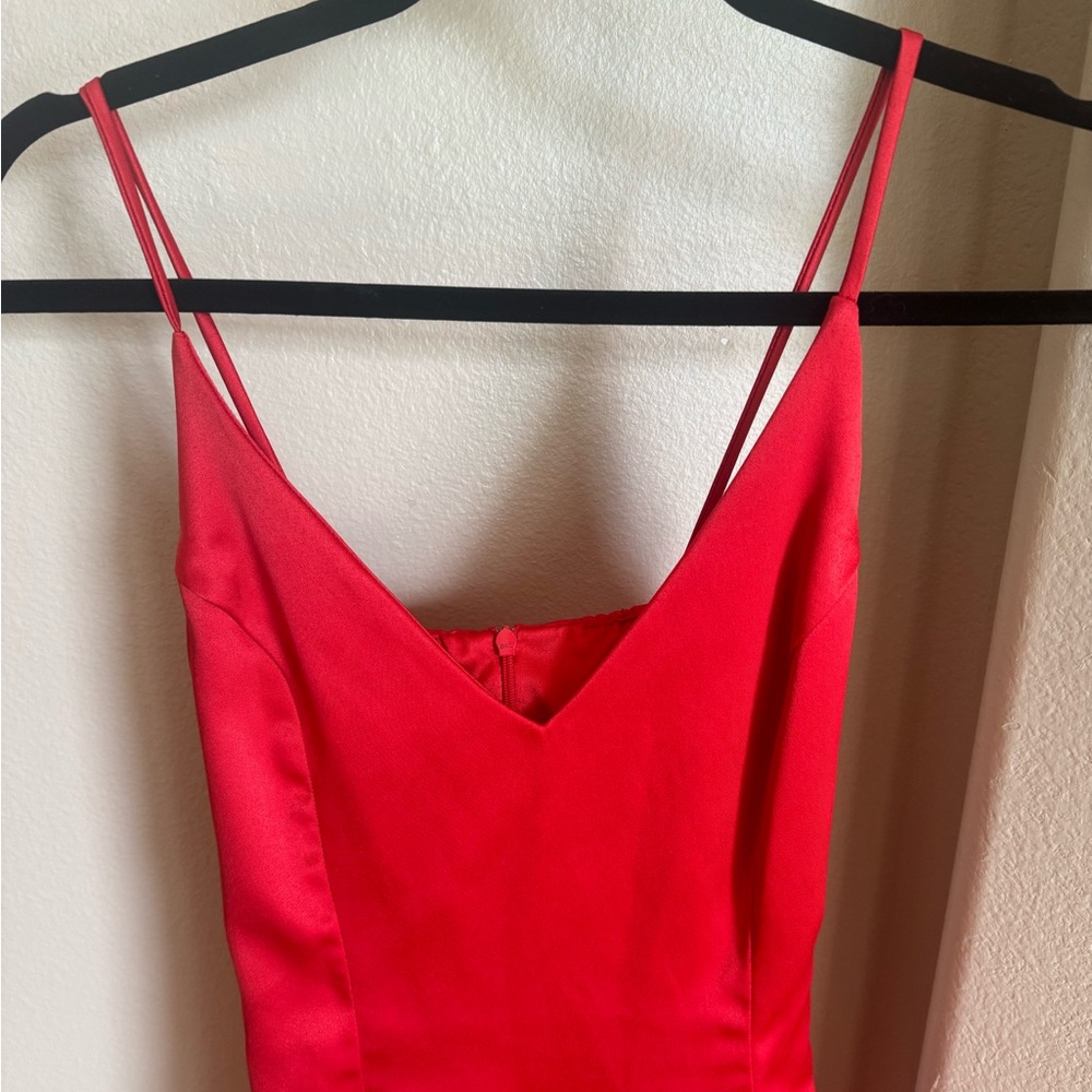 Red silk mini dress . Never worn .